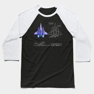 Pixel Art Spaceship Blueprint Baseball T-Shirt